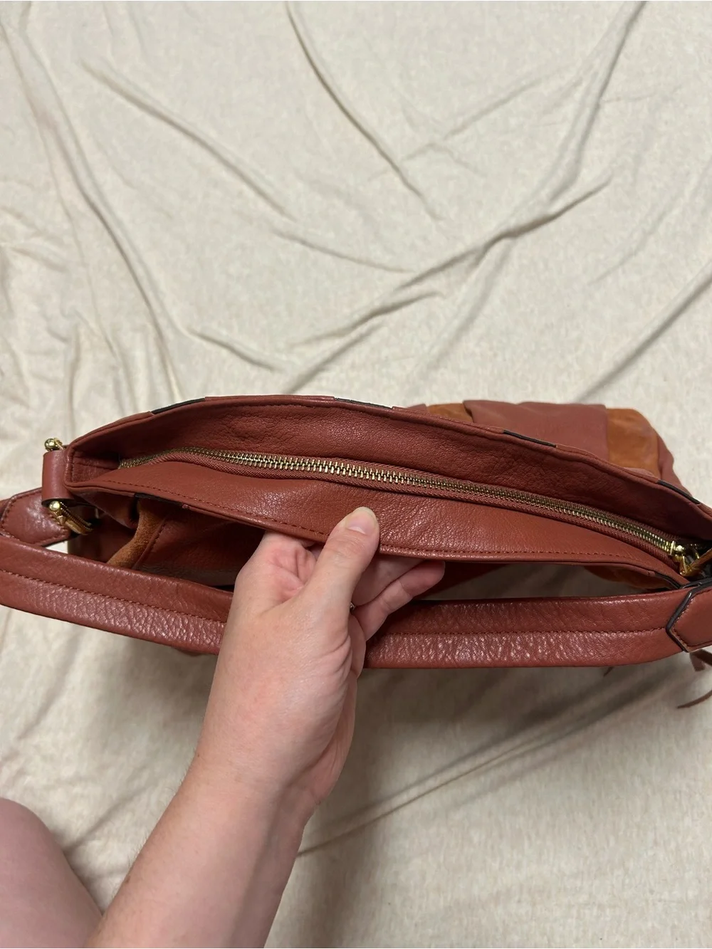 Aimee Kestenberg Tuscany Hobo Purse Bag Slouchy Paneled Suede Pebble Leather